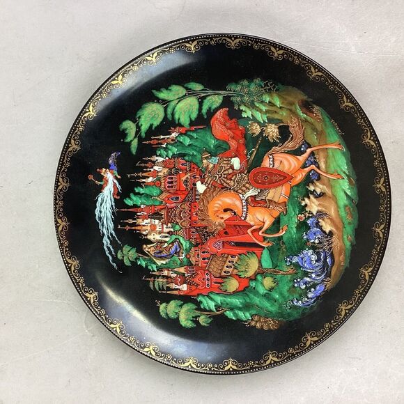 Set Of 2 Bradex 1988 USSR Russian Hand Painted Lacquer Plates - Picture 6 of 9